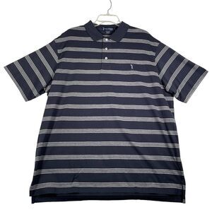 Daniel Cremieux Golf Shirt Mens XL Blue White Stripe Polo Short Sleeve Logo NEW